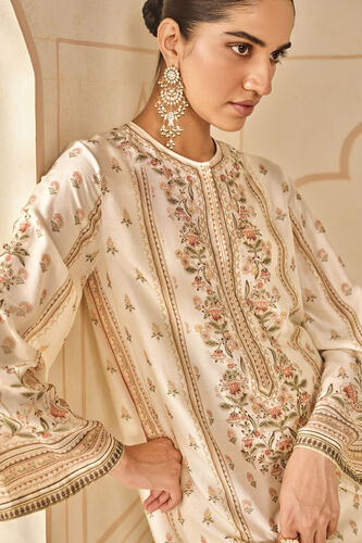 Jarita Printed Silk Kaftan - Ivory, Ivory, image 5